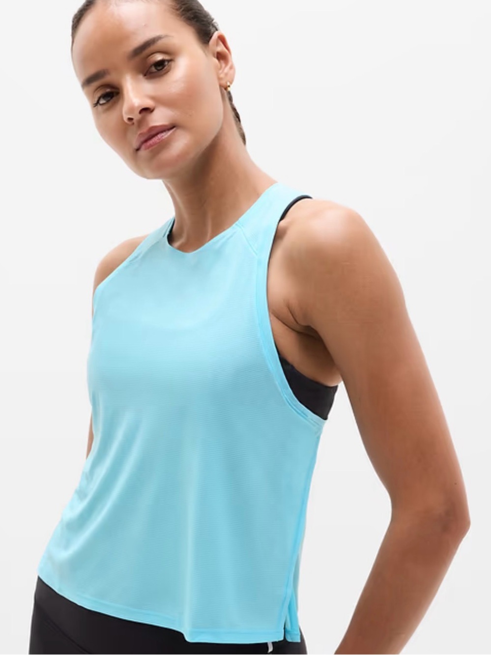 Athleta Grid Knit Aqua Racerback Athletic Tank